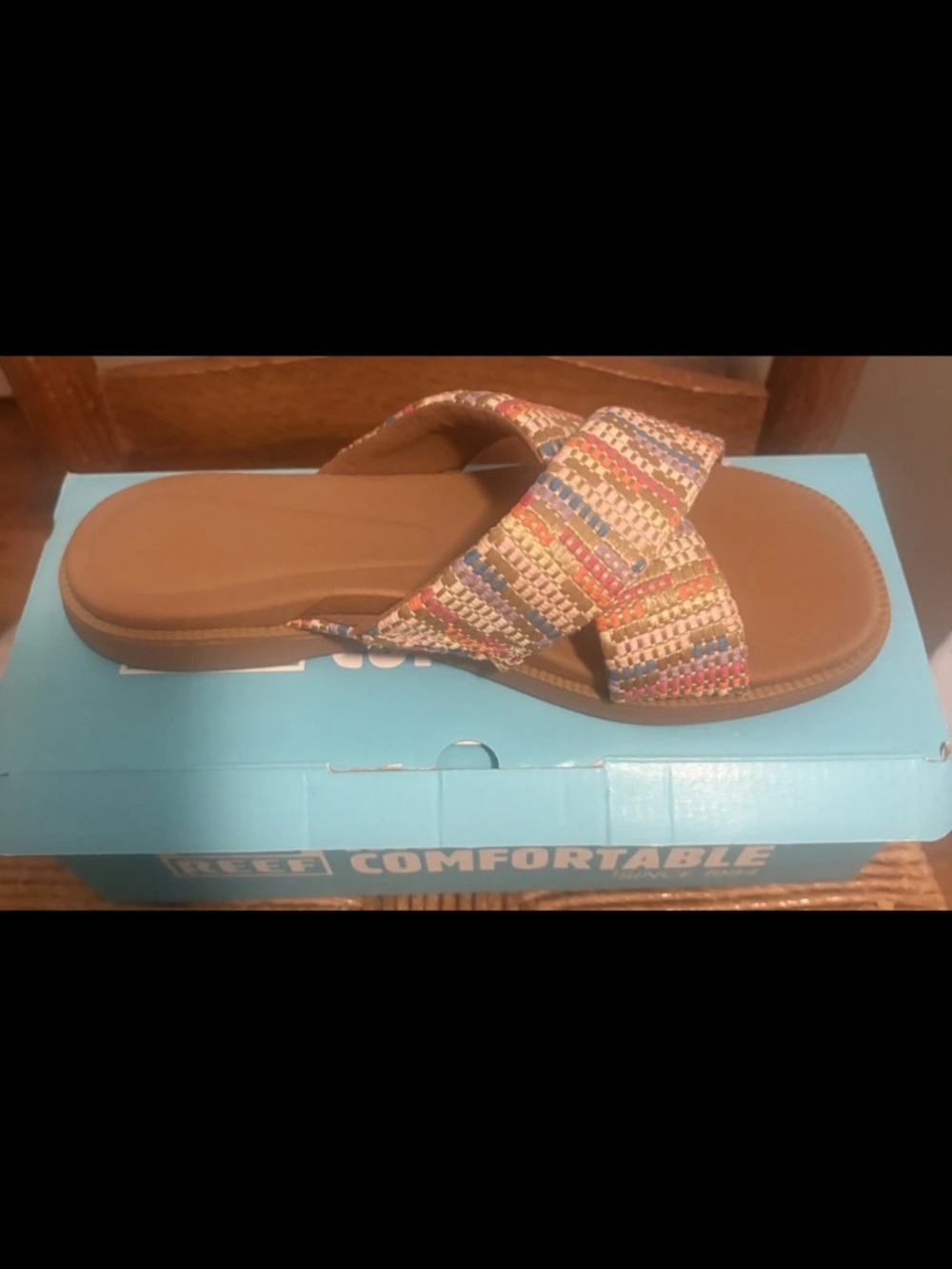 NEW!! Reef Lofty Lux X Woven Tan and Brown Slide